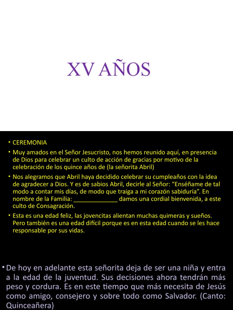 Xv Años Pdf Cristo Título Oración