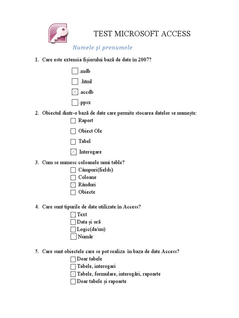 Test Microsoft Access | PDF
