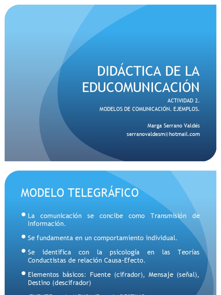 Didáctica. Actividad 2. Modelos de Comunicación. | PDF | Comunicación |  Science