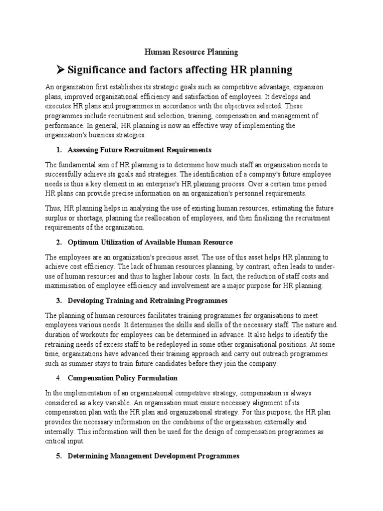 Effective Human Resource Planning Guide | PDF | Strategic Management ...