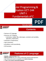 Computer Programming & Utilization UCT-144 Unit-I Fundamentals of C