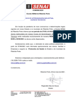 COMUNICADO SENAI RIBEIRÃO PRETO - Período de 27.05 A 04.06.2021