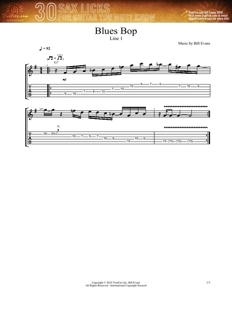 30 Sax Licks For Guitar You MUST Know Tabs | PDF