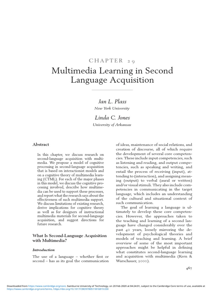 Multimedia in Second Language Learning | PDF | Second Language ...