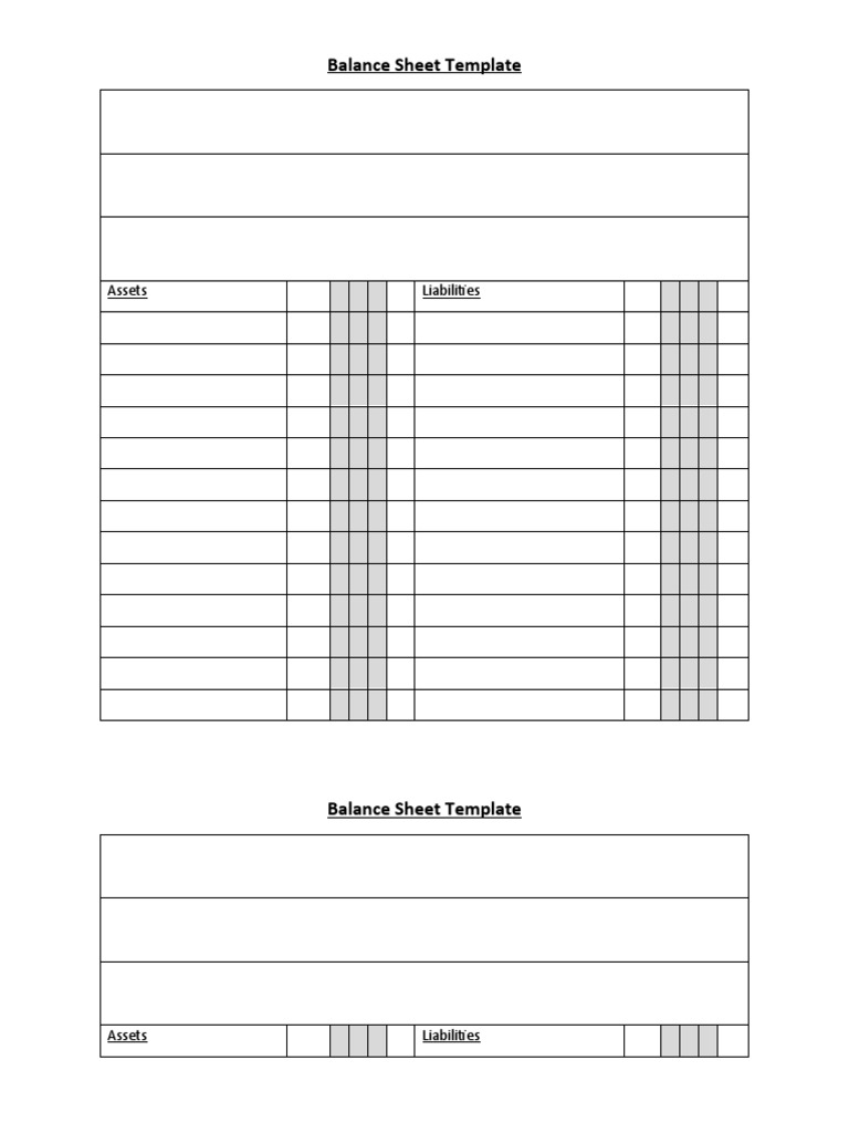 Balance Sheet Template: Assets Liabilities | PDF
