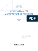 Business Plan For Manufacture of Paper Bag: Name-Sunita Deori Roll No.