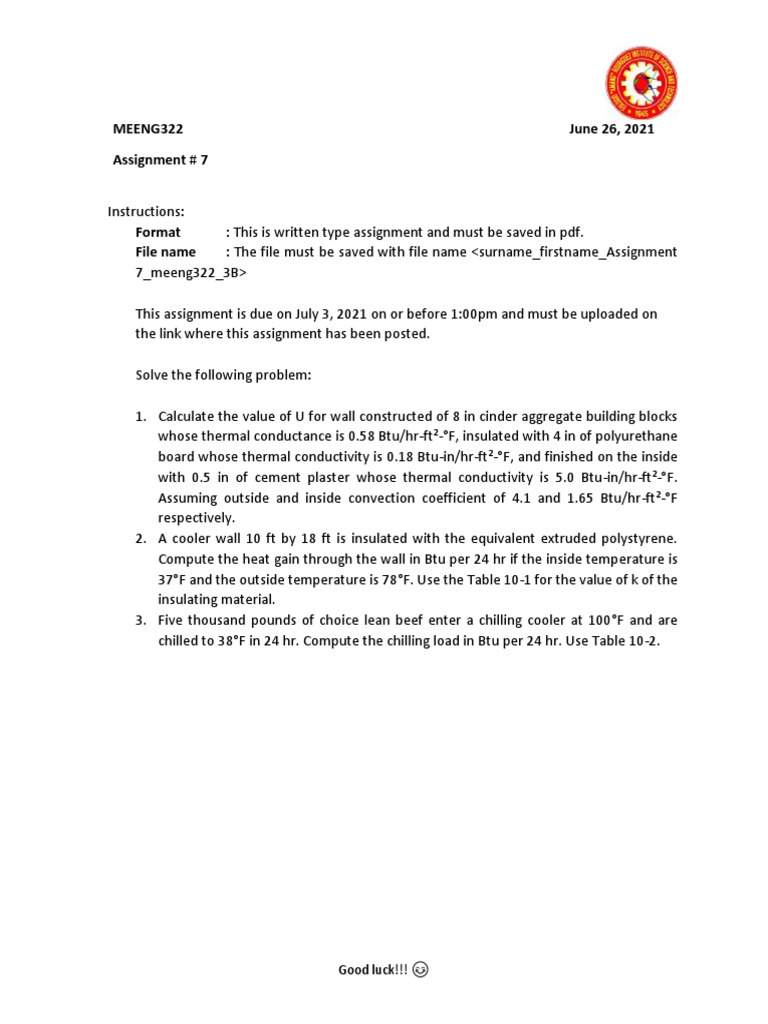 MEENG322 Assignment 7 Instructions | PDF | Science & Mathematics ...