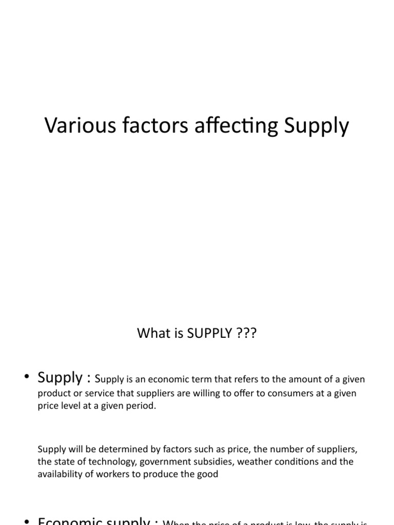 SUPPLY DEFINITION CALCULATION AND FACTORS IMPACTING IT visual data 2