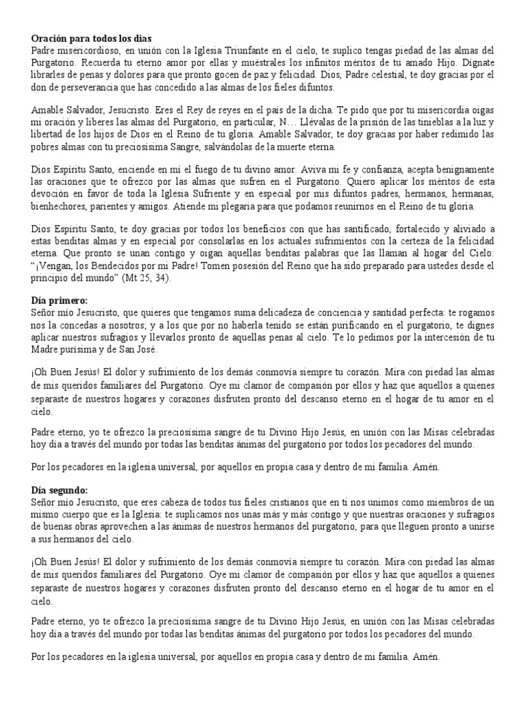 Novenario A Las Almas Del Purgatorio Download Free PDF Purgatorio