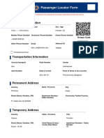 Passenger Locator Form: Personal Information