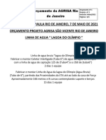 Orçamento projeto captação água lagoa Olímpio São Vicente Rio