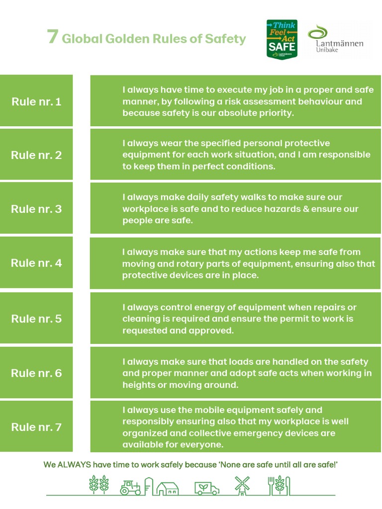 7 Global Golden Rules of Safety List of Rules PDF