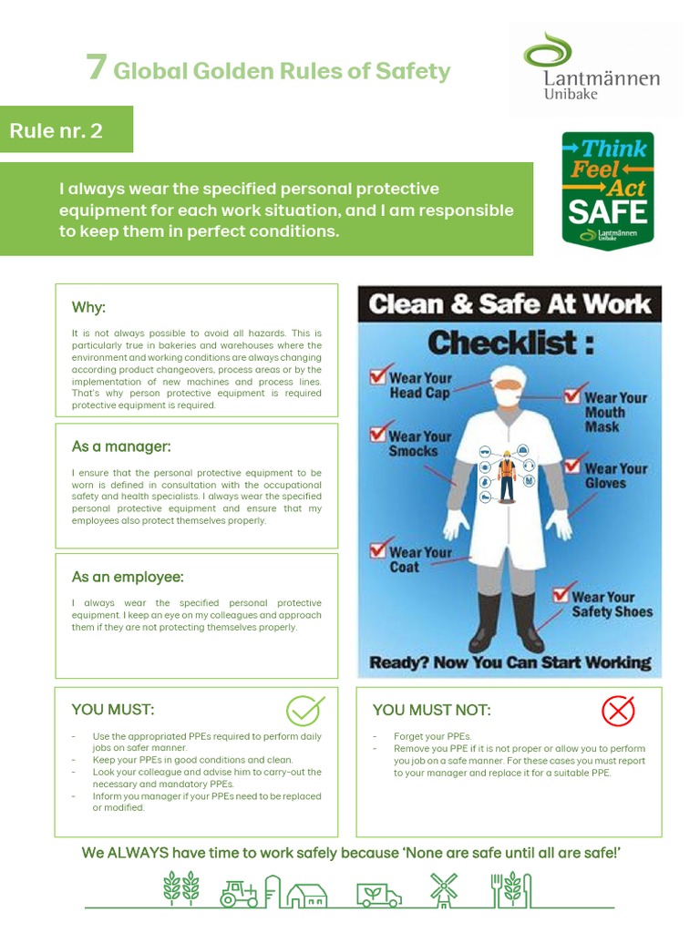 7 Global Golden Rules of Safety Rule 2 Body Protection Draft PDF Personal Protective