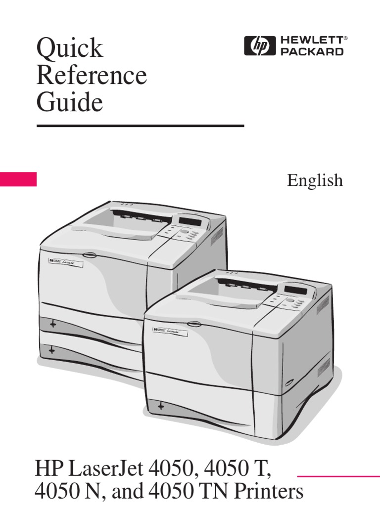 HP Laserjet 4050n Quick Reference Guide PDF Printer Menu