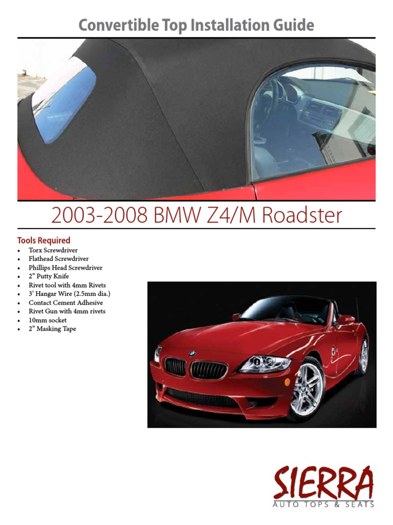 BMW Z4 Convertible Top Installation Guide PDF Tools Equipment