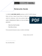 Declaración Jurada de No Patrocinio de Casos Contra La Administración Pública