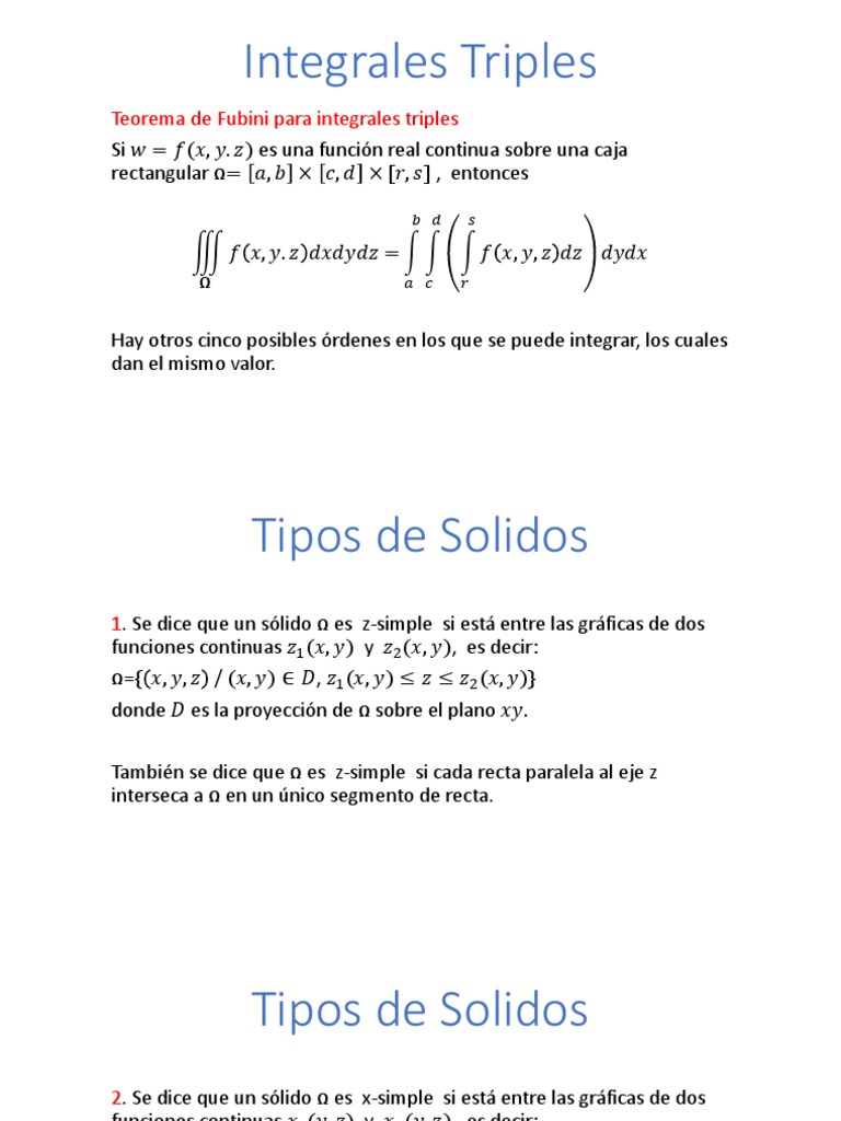 Integrales Triples | PDF | Integral | Funciones y mapeos