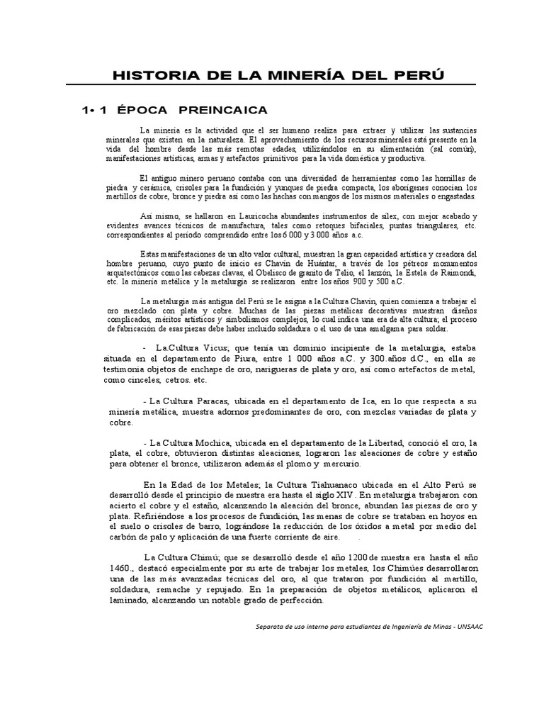 Historia de La Mineria Del Peru 2 | PDF | Bronce | Cobre