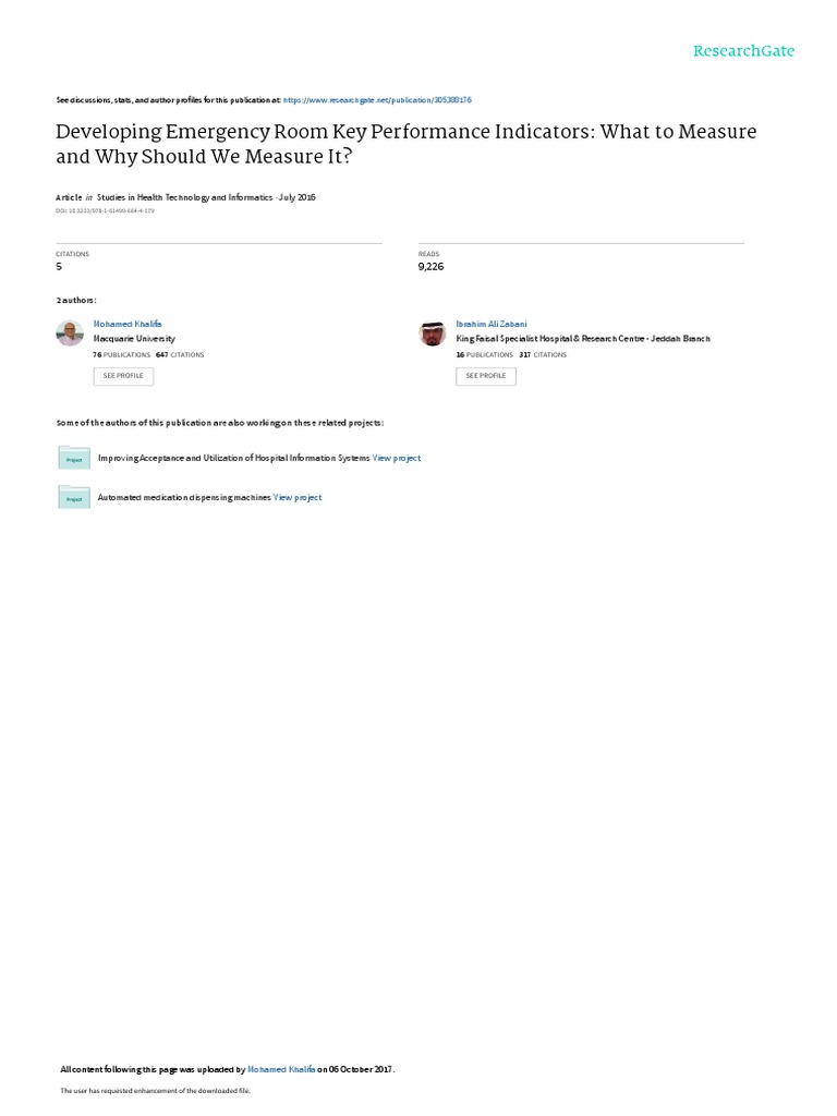 Developing Emergency Room Key Performance Indicators What To Measure