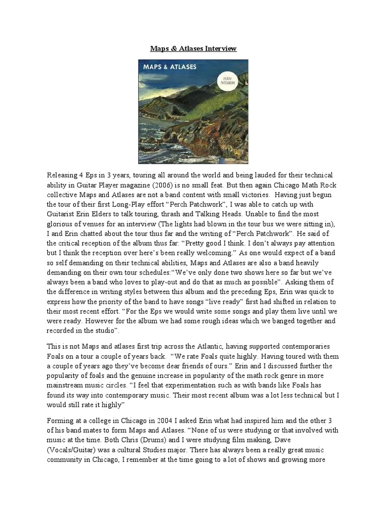 Maps And Atlases Interview Pdf Rock Music Albums