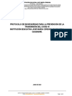 Protocolos de Bioseguridad Ie José María Córdoba Junio 30 de 2021