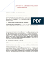 Demanda de Ejecución de Acta de Conciliación (Alimentos)