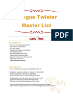 Tongue Twister Master List: Lady Tina