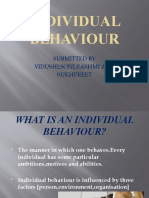 Individual Behaviour: Submitted by Vidushi, Soni, Rashmi and Sukhpreet