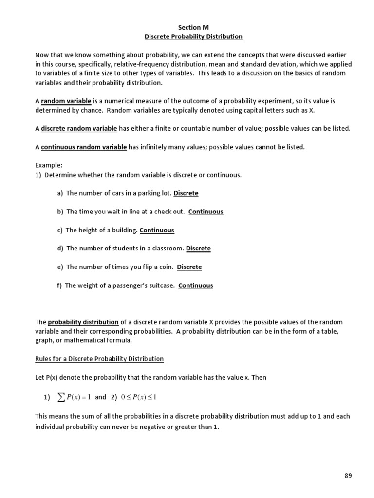 Discrete Probability Distribution Basics | PDF | Probability ...