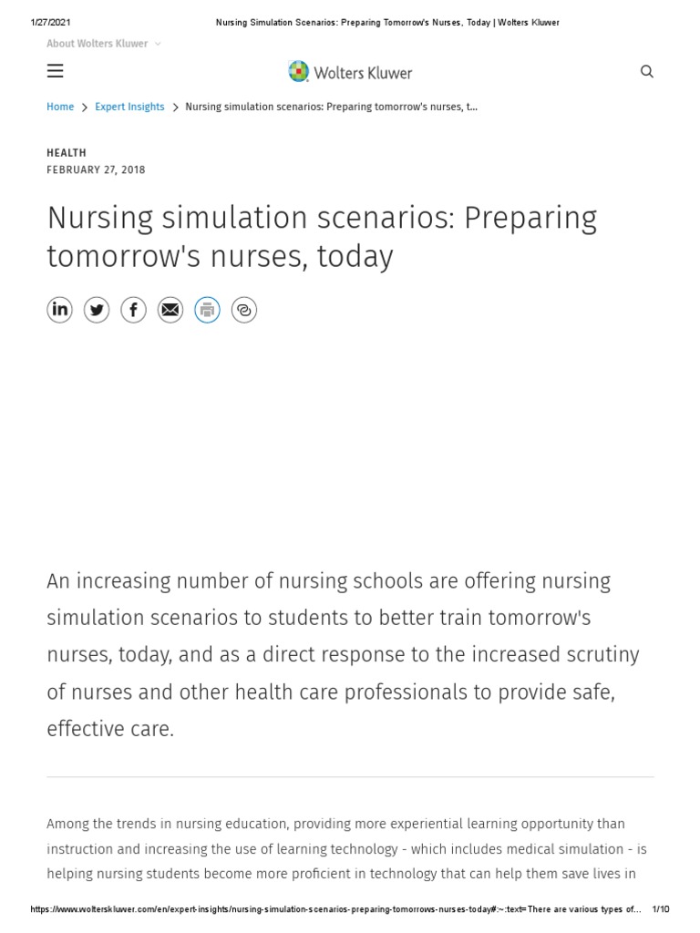 Nursing Simulation Scenarios - Preparing Tomorrow's Nurses, Today ...