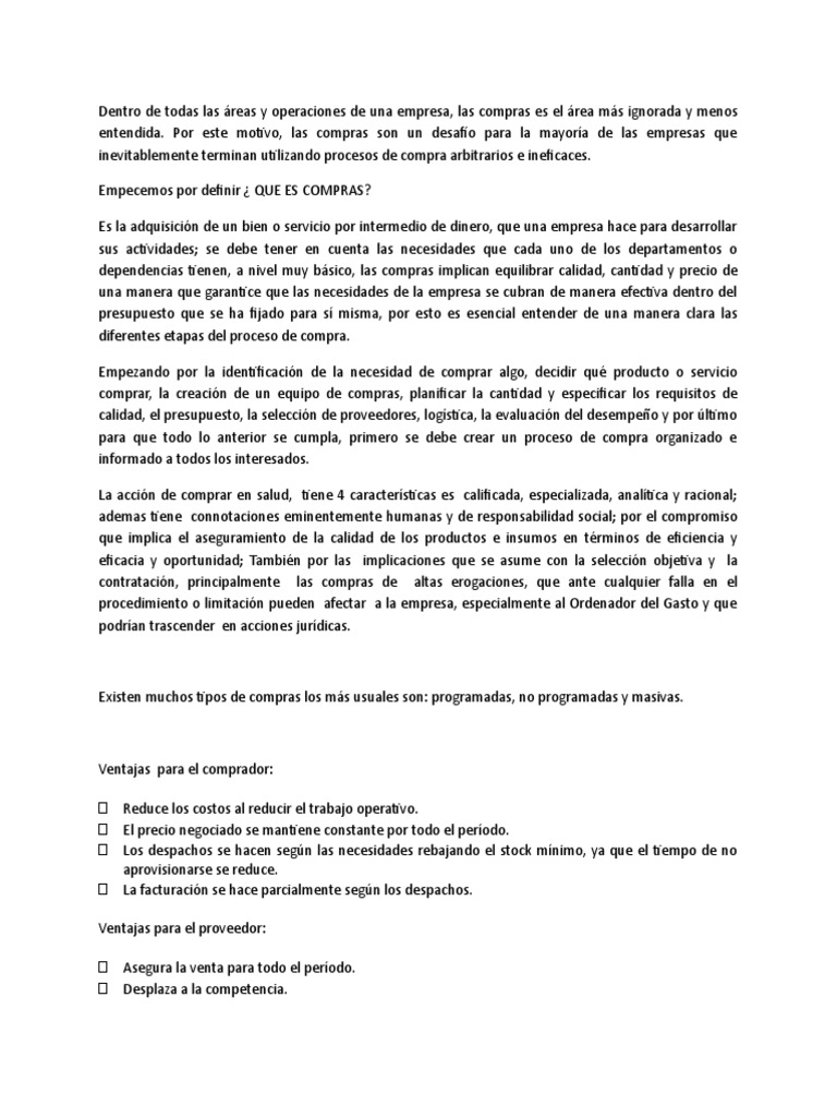 Importancia del Proceso de Compras Empresariales | PDF