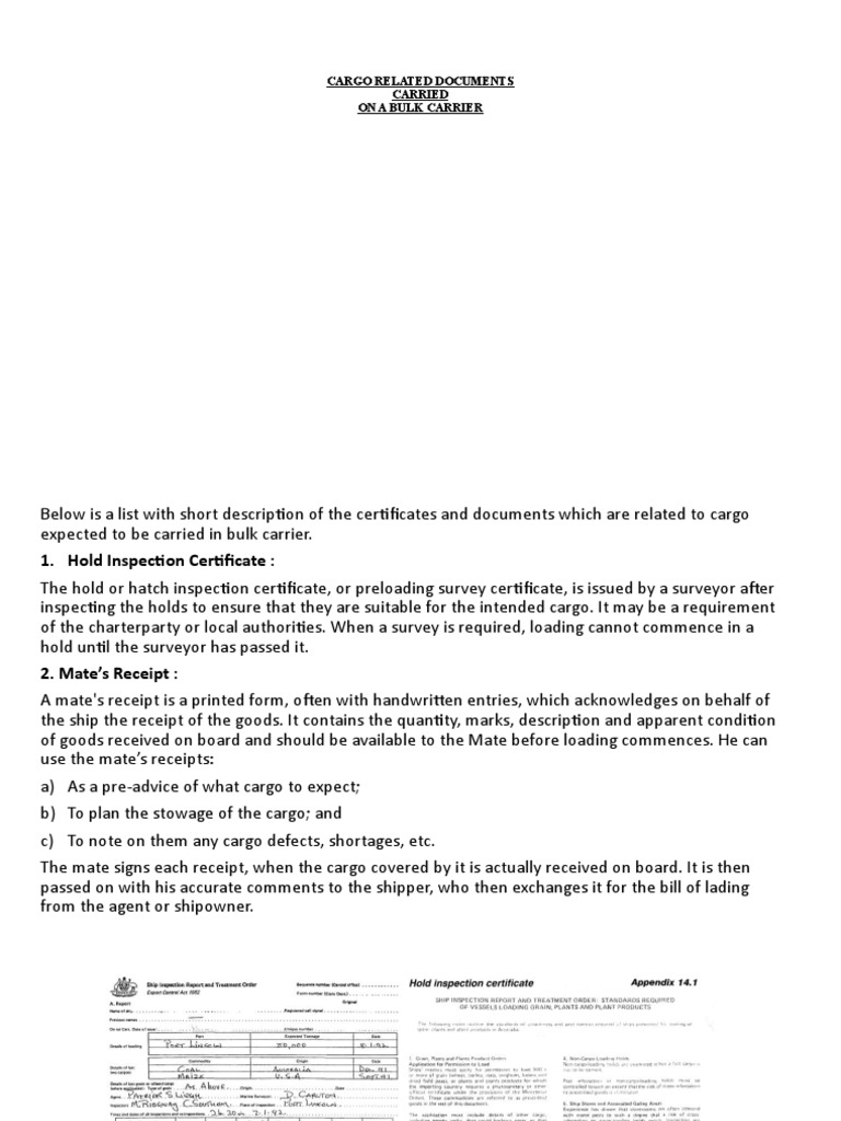 Cargo Related Documents | PDF | Bill Of Lading | Cargo