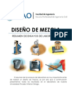 Diseño de Mezcla: Resumen de Ensayos de Laboratorio