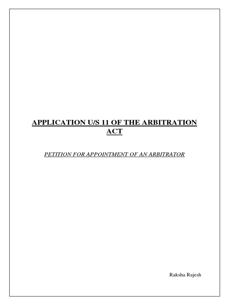 Petition for Arbitrator Appointment | PDF | Arbitration | Private Law