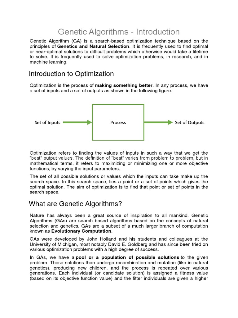 Genetic Algorithms - Introduction | PDF | Genetic Algorithm | Fitness ...