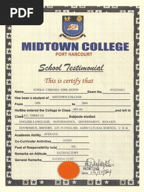 School Testimonial