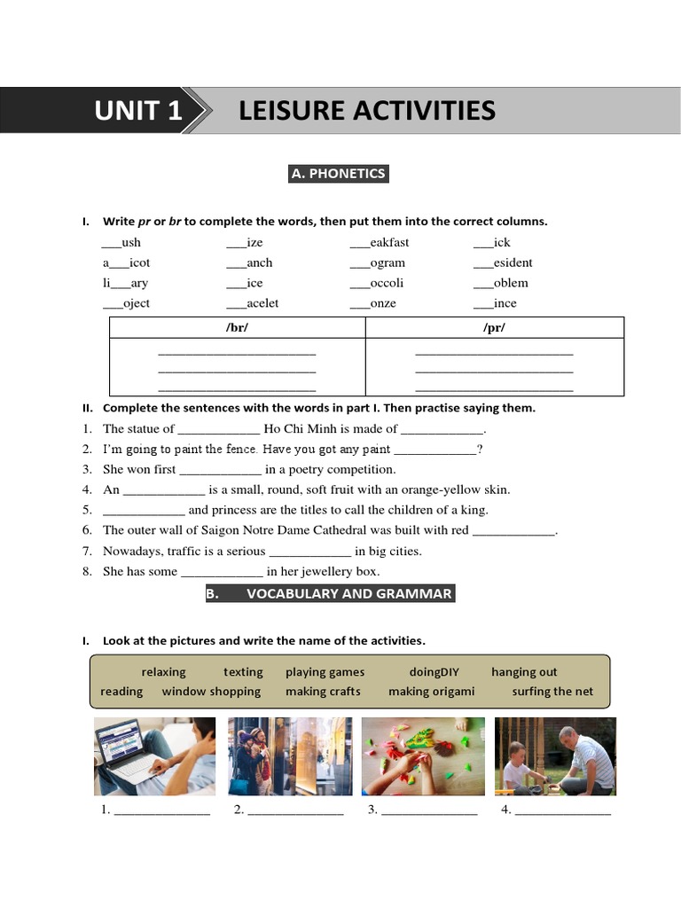 Unit 1 Leisure Activities PDF Leisure Hobbies
