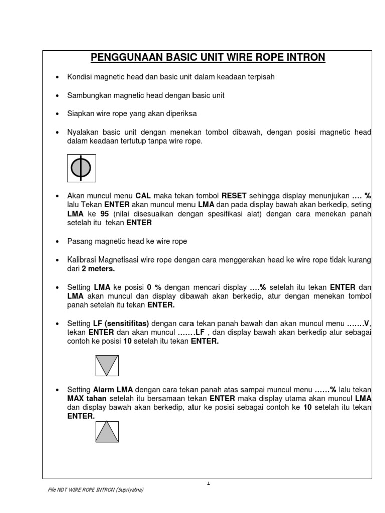 Panduan Penggunaan Tester Wire Rope Intron | PDF