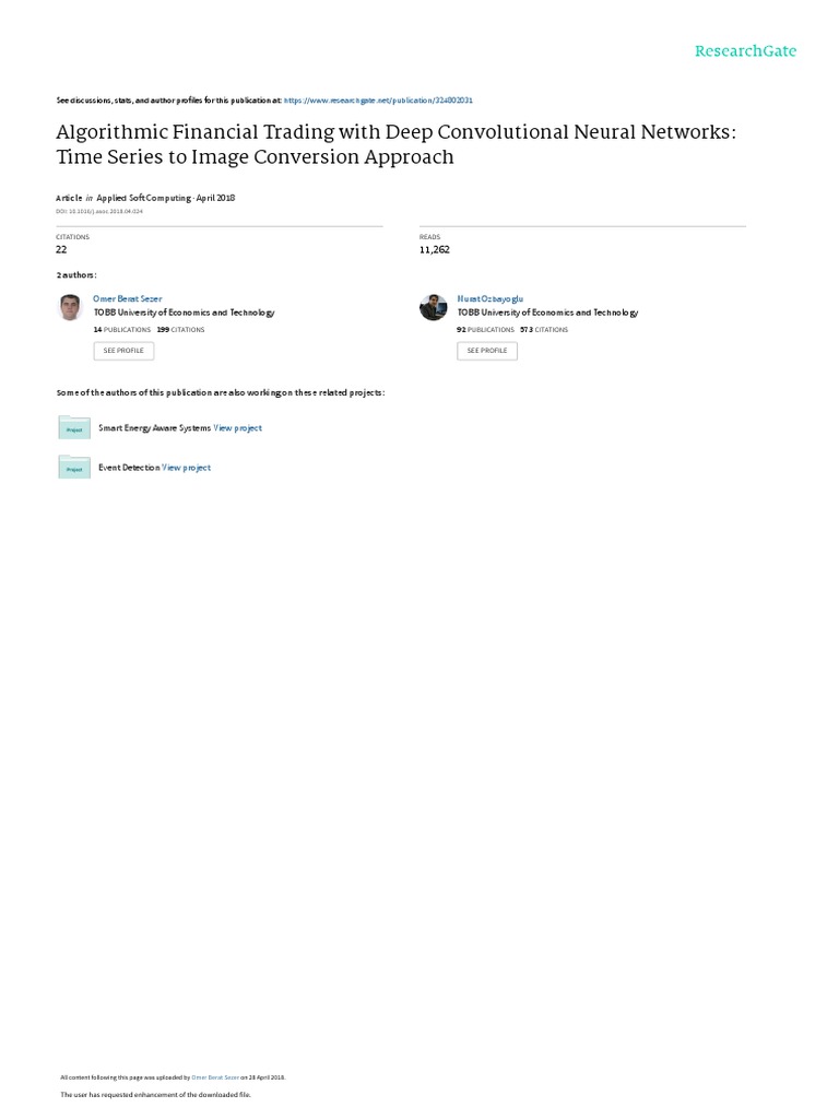 Algorithmic Financial Trading With Deep CNN Preprint | PDF | Deep ...
