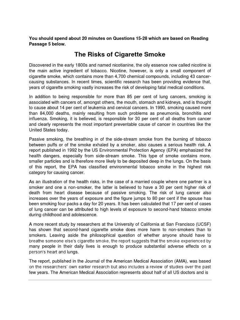 IELTS Academic Reading 5 PDF Tobacco Smoking Addiction