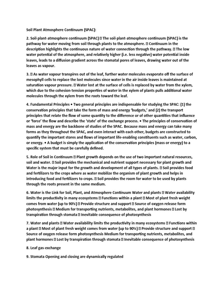 Water in The Soil Plant Atmosphere Continuum | PDF | Soil | Organisms