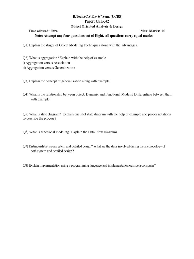 Object Oriented Analysis & Design Exam | PDF