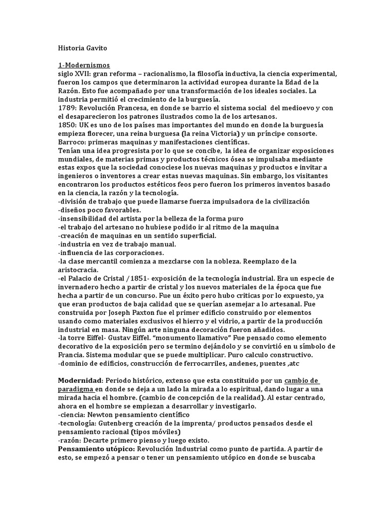 Historia Gavito PDF Art Nouveau Movimiento de Artes y Oficios