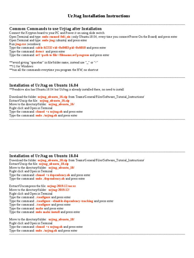 Urjtag Installation | PDF | Zip (File Format) | Usb