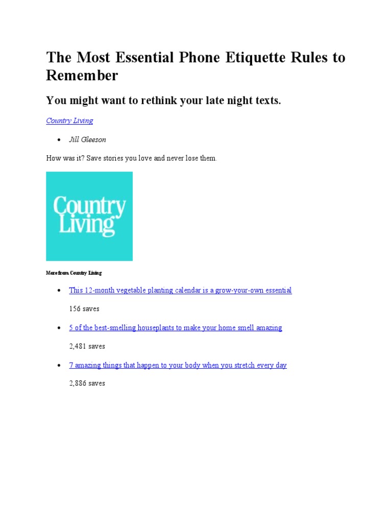 The Most Essential Phone Etiquette Rules To Remember | PDF | Text ...