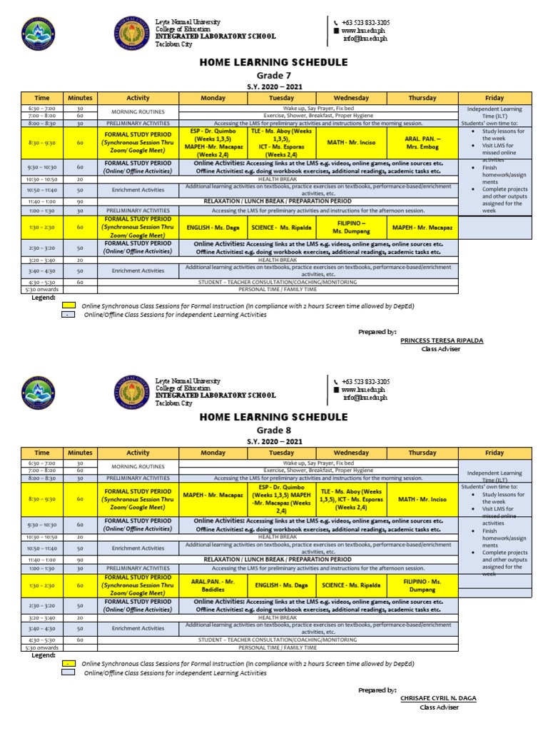 Updated Jhs and Shs Home Learning Schedule | PDF | Textbook ...