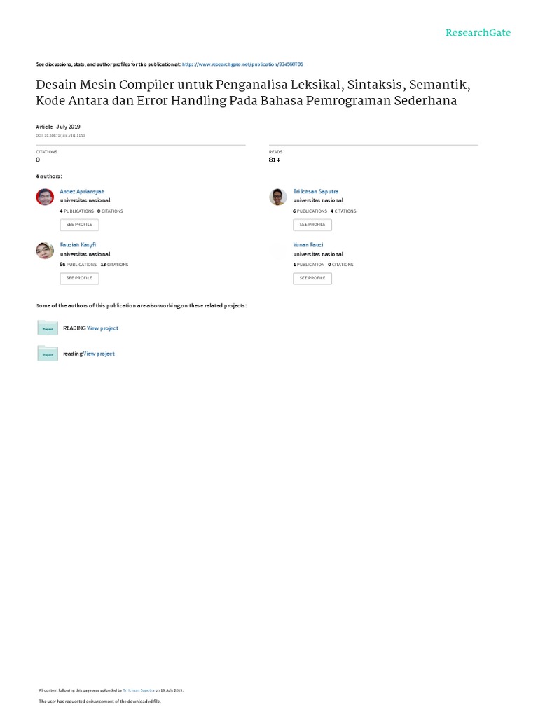 Desain Mesin Compiler Untuk Penganalisa Leksikal, Sintaksis, Semantik ...