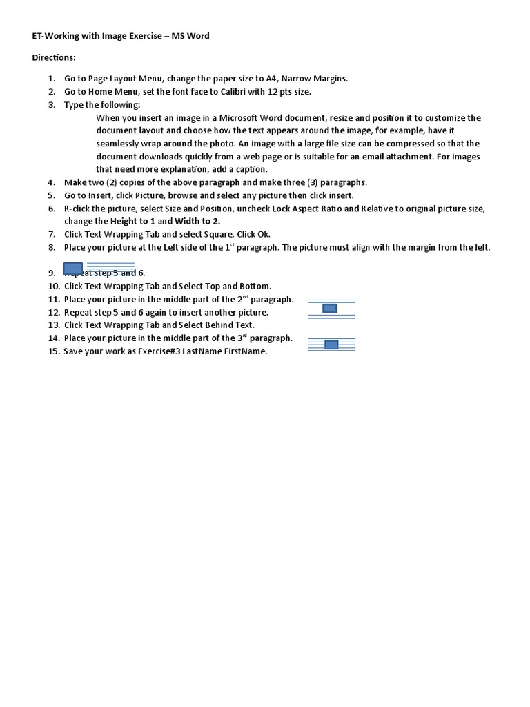 MS Word Image Positioning Exercise | PDF | Career & Growth