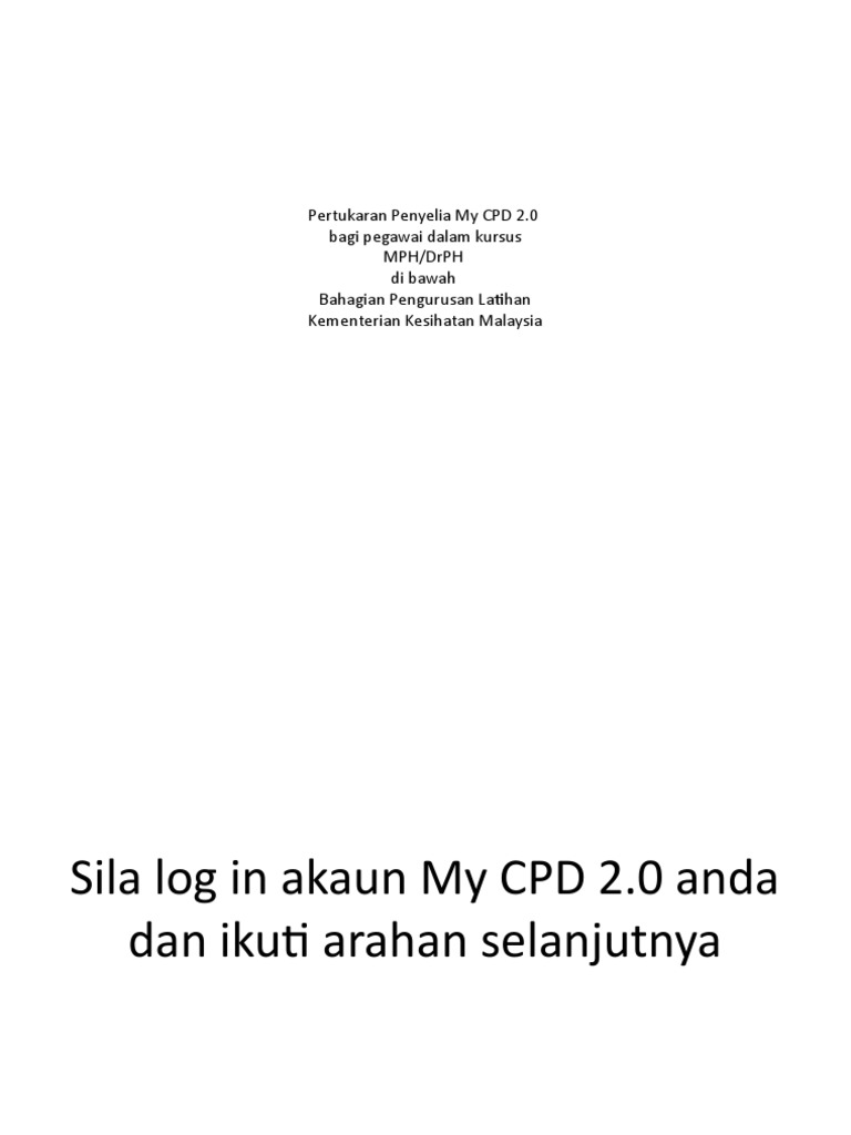 Penyelia My Cpd 2 0 Bagi Mph Dan Drph Pdf
