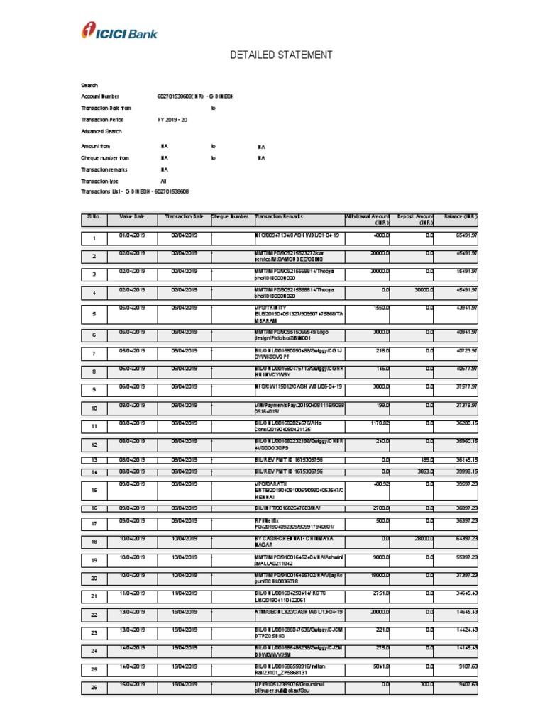 Indian Bank Statement for G Dinesh | PDF | Banking | Trade